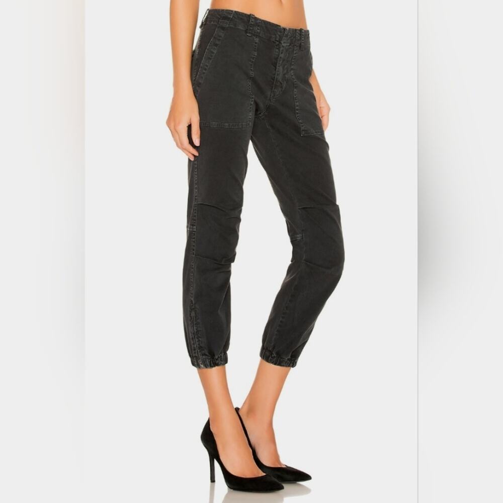 Nili Lotan Cropped Military Jogger Ankle Zipper Carbon Charcoal Black Pants 2 - Picture 2 of 13